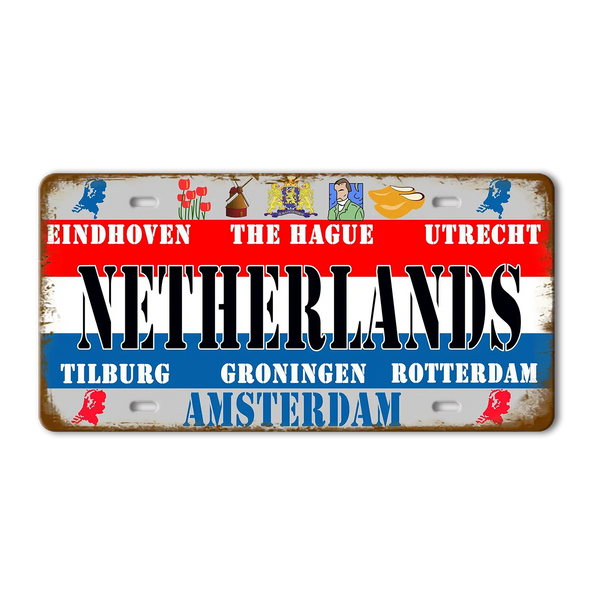 Flag License Plate Collection - Decorative Metal Tin Signs