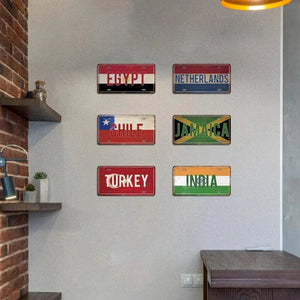 Flag License Plate Collection - Decorative Metal Tin Signs