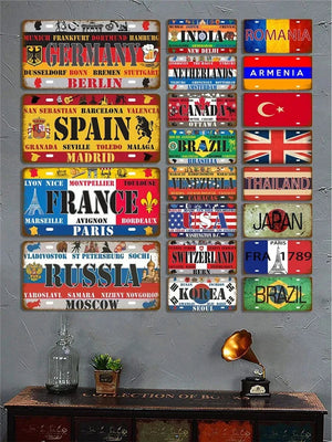 Flag License Plate Collection - Decorative Metal Tin Signs