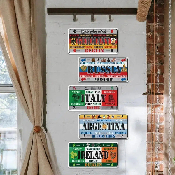 Flag License Plate Collection - Decorative Metal Tin Signs