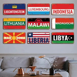 Flag License Plate Collection - Decorative Metal Tin Signs