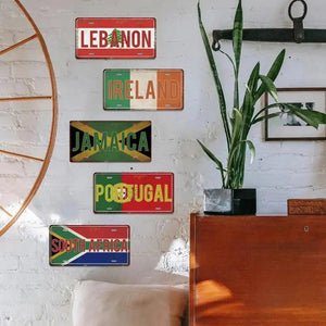 Flag License Plate Collection - Decorative Metal Tin Signs