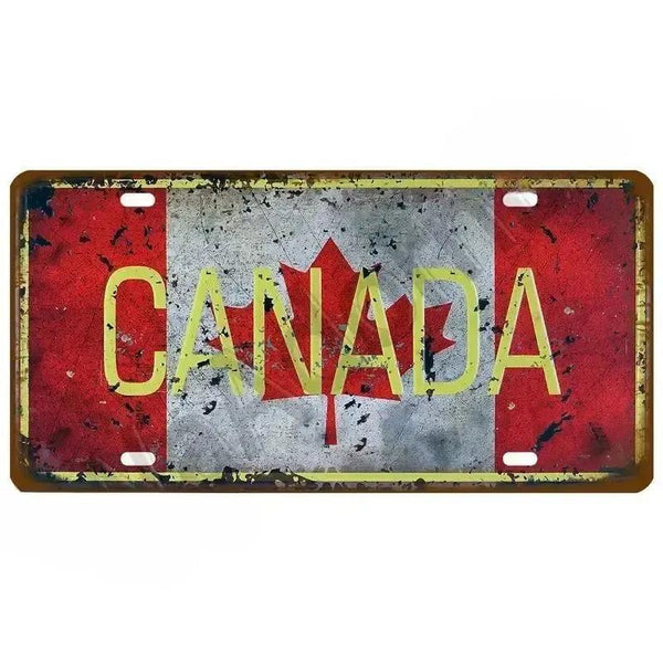 Flag License Plate Collection - Decorative Metal Tin Signs