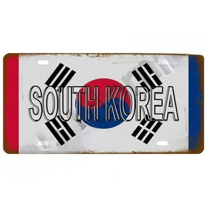 Flag License Plate Collection - Decorative Metal Tin Signs