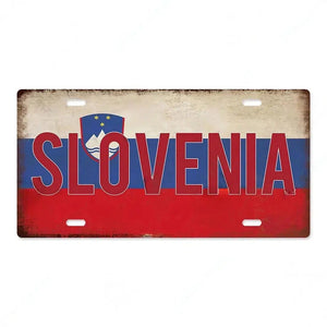 Flag License Plate Collection - Decorative Metal Tin Signs