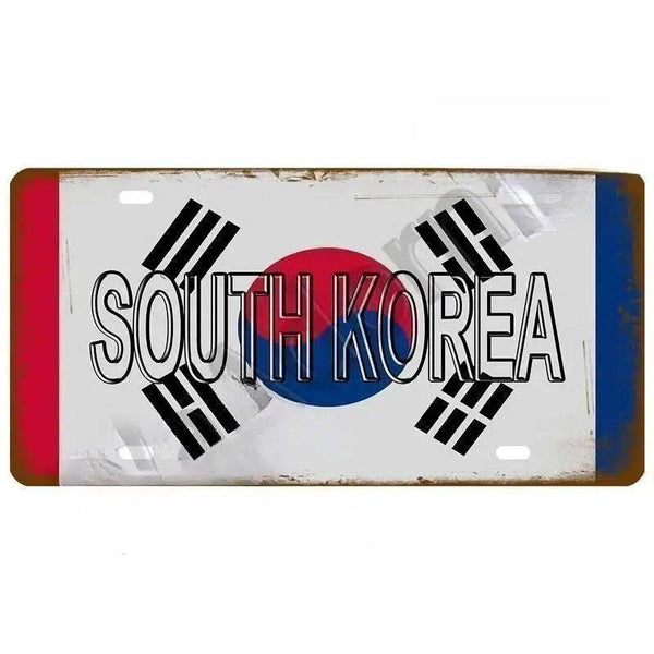 Flag License Plate Collection - Decorative Metal Tin Signs