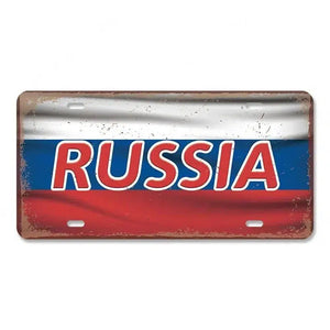 Flag License Plate Collection - Decorative Metal Tin Signs