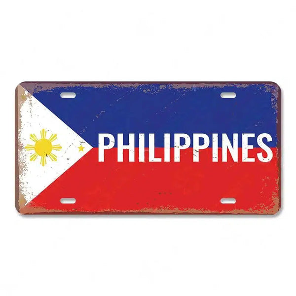 Flag License Plate Collection - Decorative Metal Tin Signs