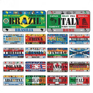 Flag License Plate Collection - Decorative Metal Tin Signs