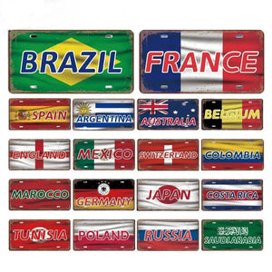 Flag License Plate Collection - Decorative Metal Tin Signs