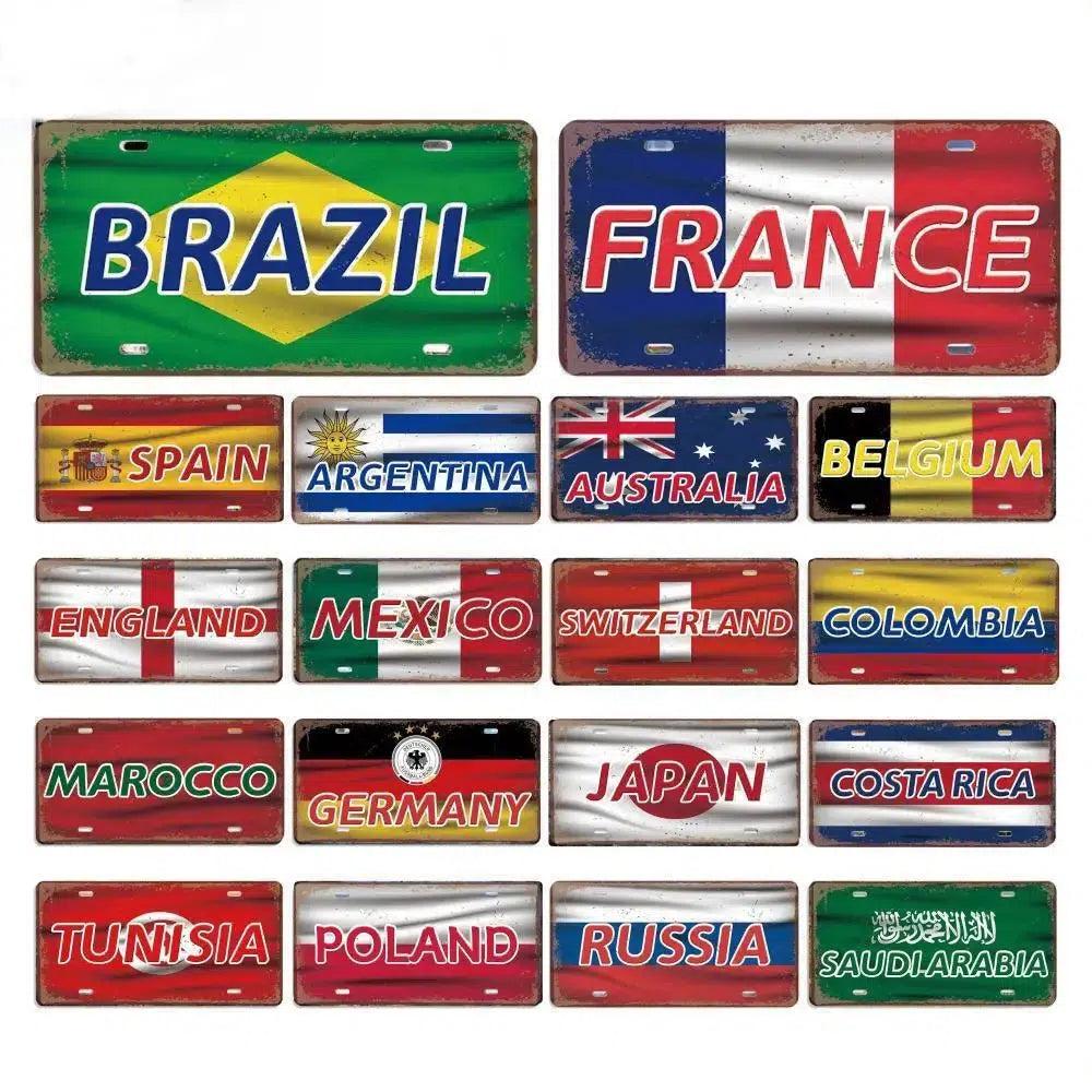 Set Of 4 USA Territory License Plates - Puerto Rico, Guam, American Samoa Wall Decor Signs