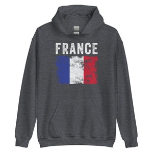 France Flag Distressed - French Flag Hoodie