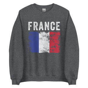 France Flag Distressed - French Flag Sweatshirt