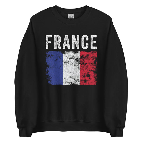 France Flag Distressed - French Flag Sweatshirt