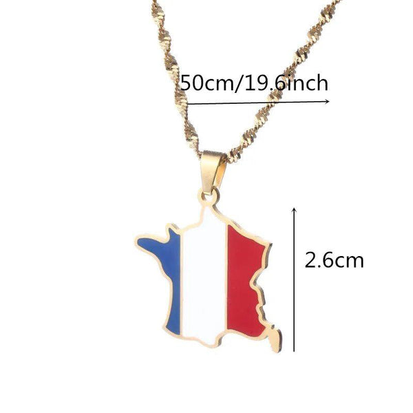 France Flag Map Necklace
