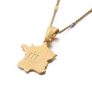 France Flag Map Necklace