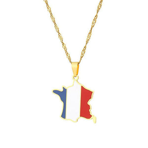 France Flag Map Necklace