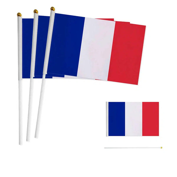 France Flag on Stick - Small Handheld Flag (50/100Pcs)