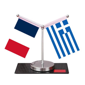 France Greece Desk Flag - Custom Table Flags (Mini)