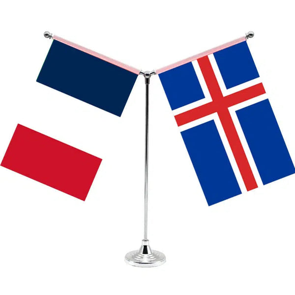 France Iceland Desk Flag - Custom Table Flags (Small)