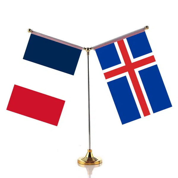 France Iceland Desk Flag - Custom Table Flags (Small)