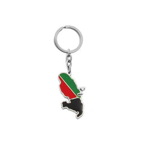 France, Martinique, Guadeloupe, French Guiana and Reunion Island Flag Map Keychains