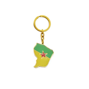 France, Martinique, Guadeloupe, French Guiana and Reunion Island Flag Map Keychains