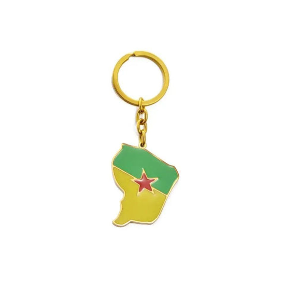 France, Martinique, Guadeloupe, French Guiana and Reunion Island Flag Map Keychains