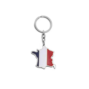 France, Martinique, Guadeloupe, French Guiana and Reunion Island Flag Map Keychains