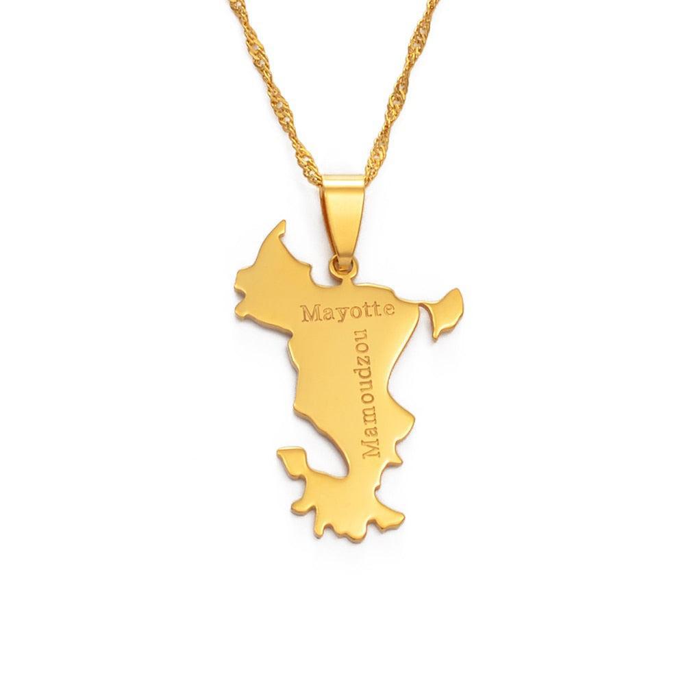 France Mayotte Map Necklace