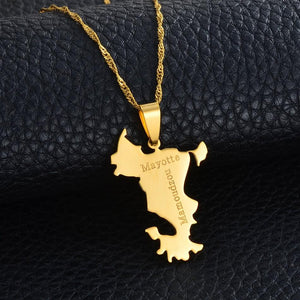 France Mayotte Map Necklace