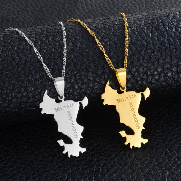 France Mayotte Map Necklace