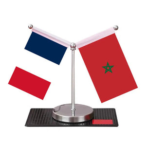 France Morocco Desk Flag - Custom Table Flags (Mini)