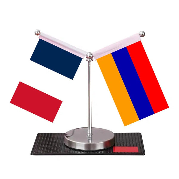 France Morocco Desk Flag - Custom Table Flags (Mini)