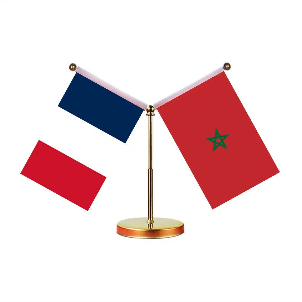 France Morocco Desk Flag - Custom Table Flags (Mini)