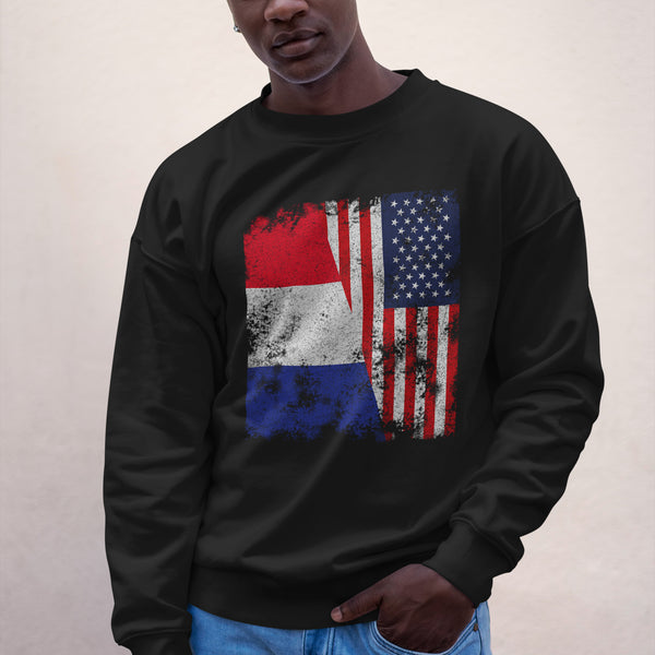 France USA Flag - Half American Sweatshirt