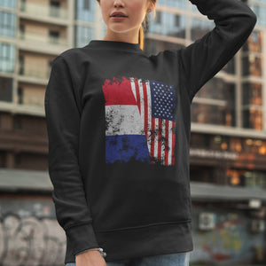 France USA Flag - Half American Sweatshirt