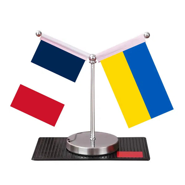 France Ukraine Desk Flag - Custom Table Flags (Mini)