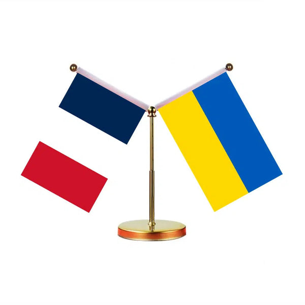 France Ukraine Desk Flag - Custom Table Flags (Mini)