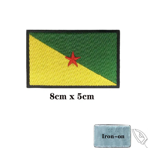 French Guiana Flag Patch - Iron On/Hook & Loop Patch