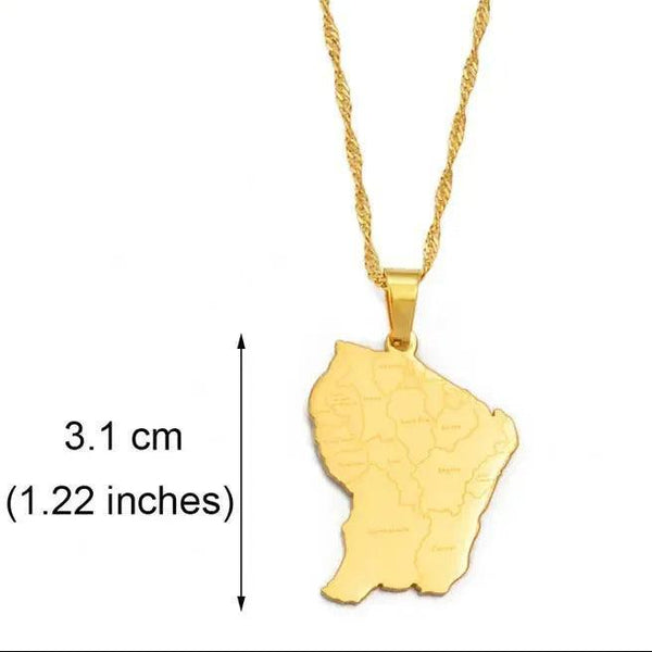 French Guiana Map Necklace
