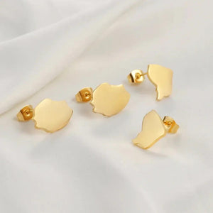 French Guiana, Reunion Island Map Stud Earrings
