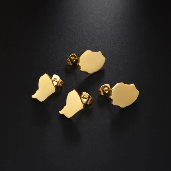 French Guiana, Reunion Island Map Stud Earrings