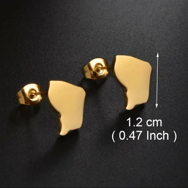 French Guiana, Reunion Island Map Stud Earrings