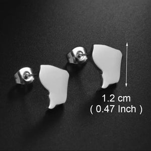 French Guiana, Reunion Island Map Stud Earrings