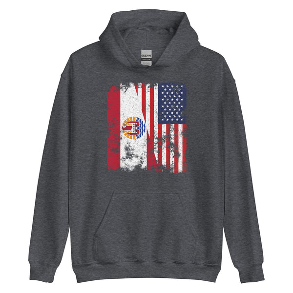 French Polynesia USA Flag Half American Hoodie