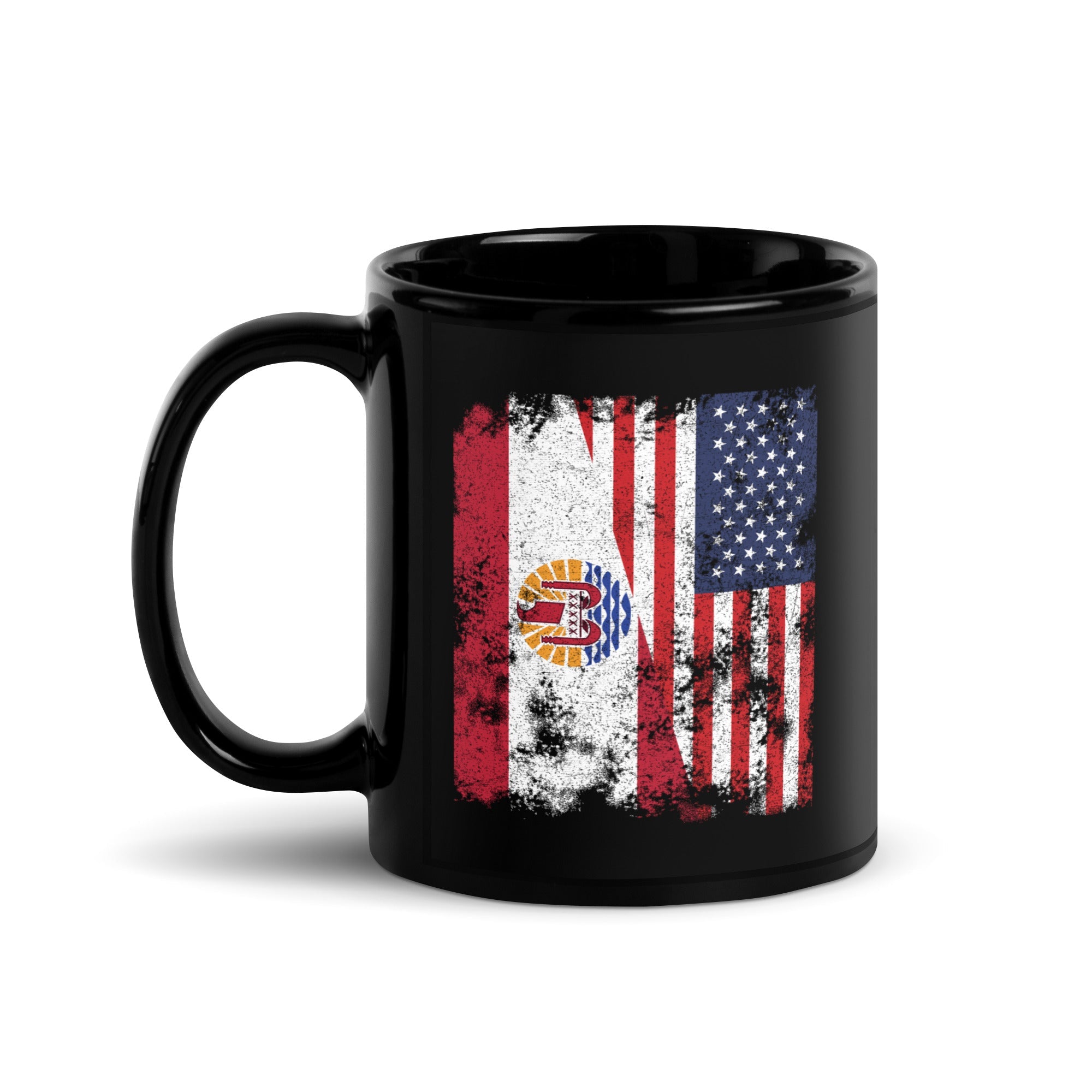 French Polynesia USA Flag Half American Mug