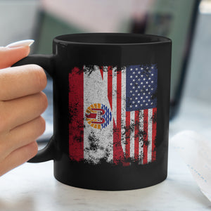 French Polynesia USA Flag Half American Mug