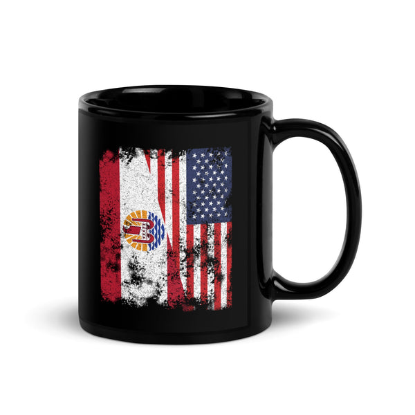 French Polynesia USA Flag Half American Mug