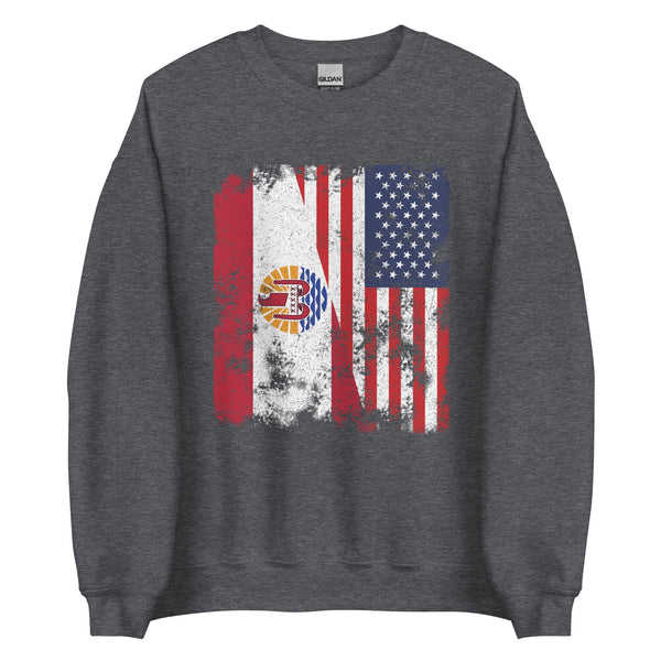 French Polynesia USA Flag Half American Sweatshirt